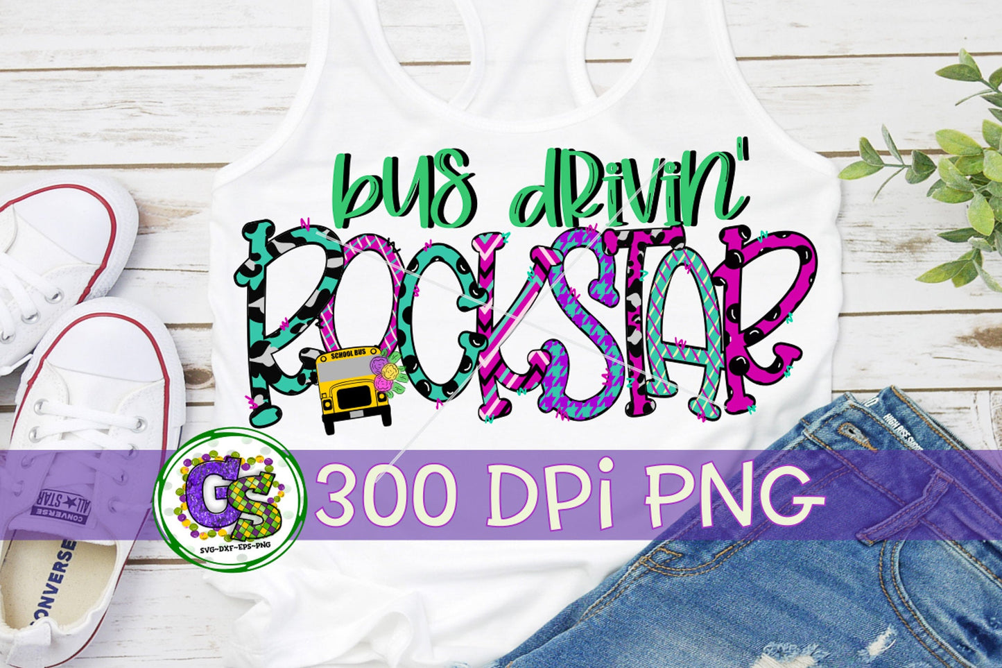 Bus Drivin' Rock Star PNG Sublimation