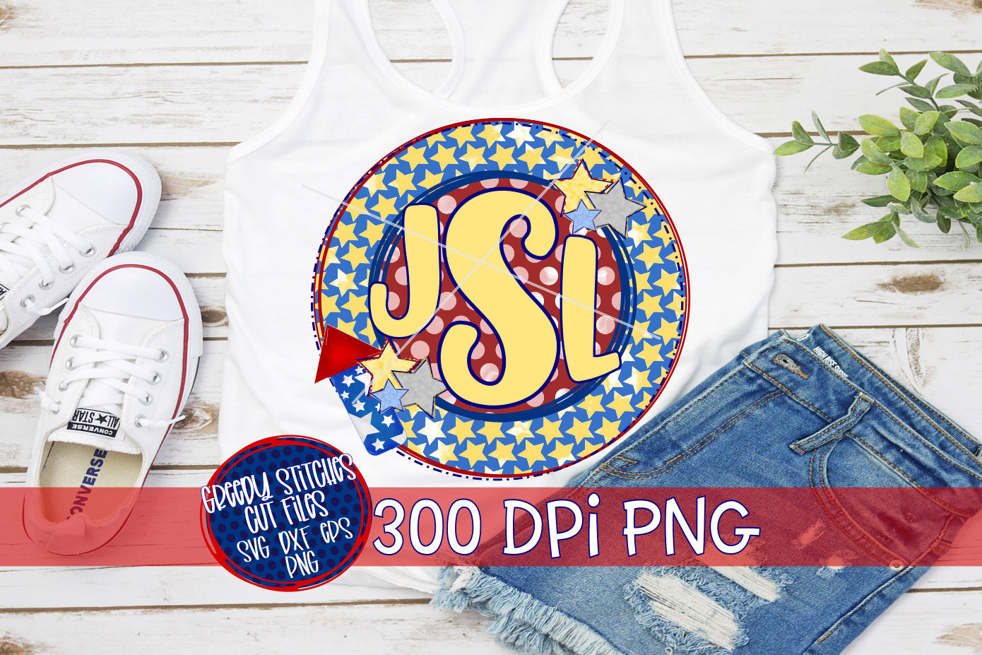 July 4th Monogram Frame PNG