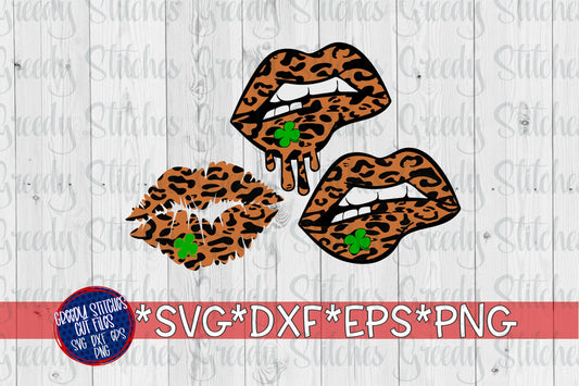 St Patrick's Day Leopard Print Lips SvG | Leopard Lips Set of 3 svg dxf eps png. Lips SVG | Leopard Print SVG  | Instant Download Cut File