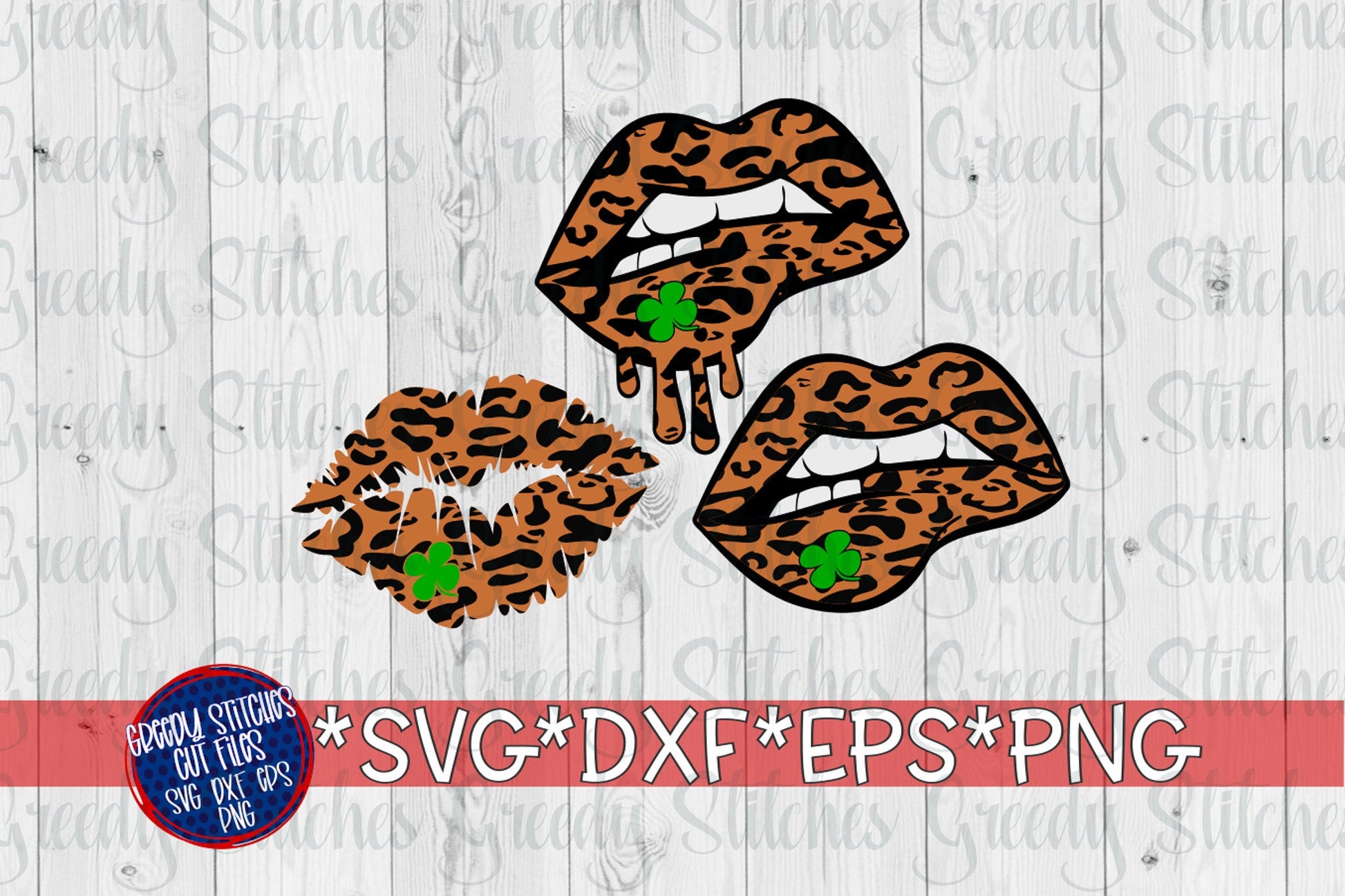 St Patrick's Day Leopard Print Lips SvG | Leopard Lips Set of 3 svg dxf eps png. Lips SVG | Leopard Print SVG  | Instant Download Cut File