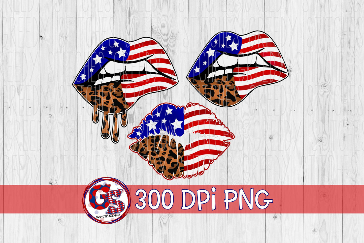 American Flag Lips PNG Bundle
