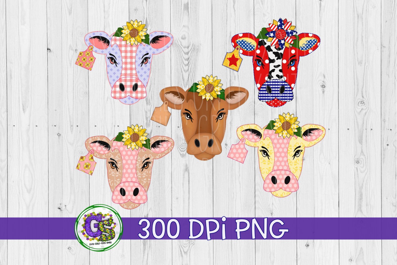 Cow with Sunflowers PNG Bundle