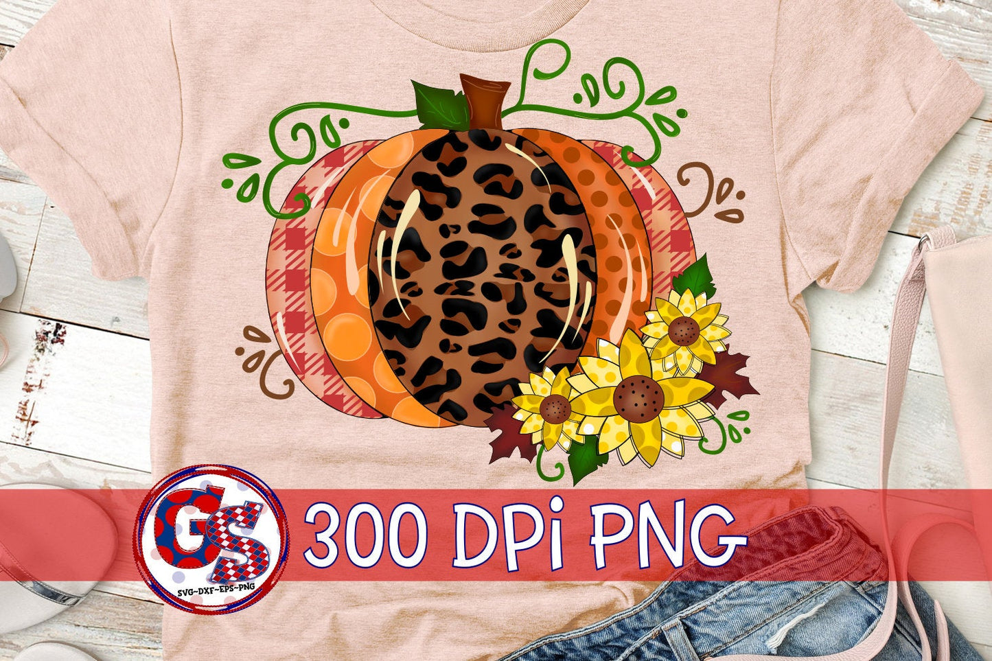 Pumpkin and Sunflowers PNG For Sublimation