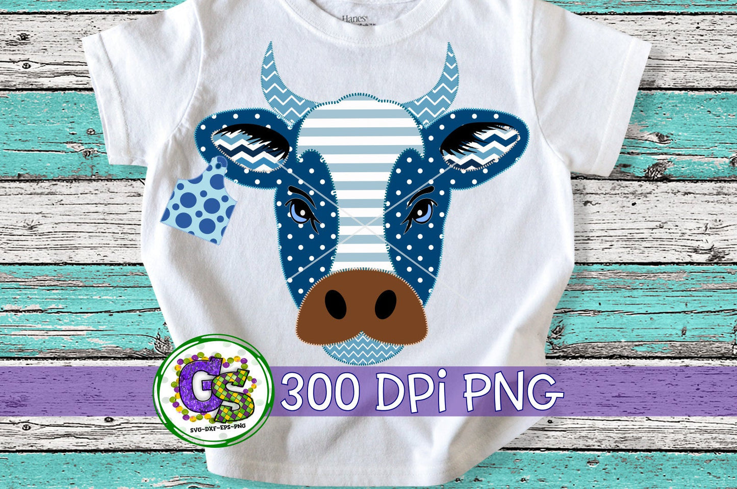 Patriotic Cow with Horns PNG for Sublimation