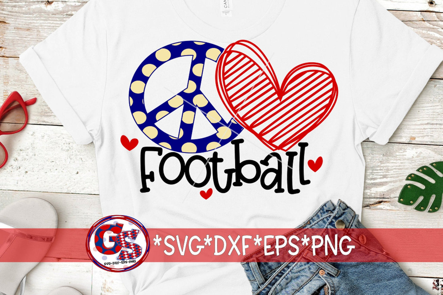 Peace Love Football svg eps dxf png | Football DxF | Tailgates SvG | Touchdowns SvG | Friday Night Lights SvG | Instant Download Cut File