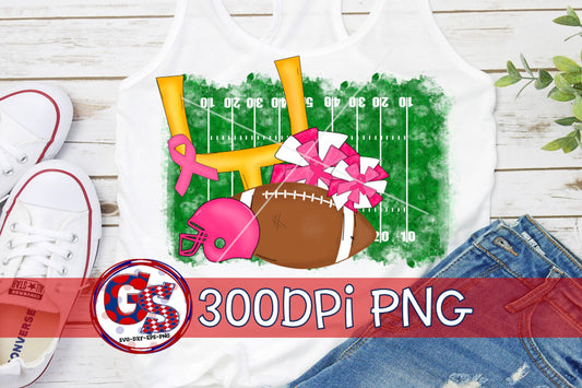 Breast Cancer Football Field Pom Poms PNG Sublimation