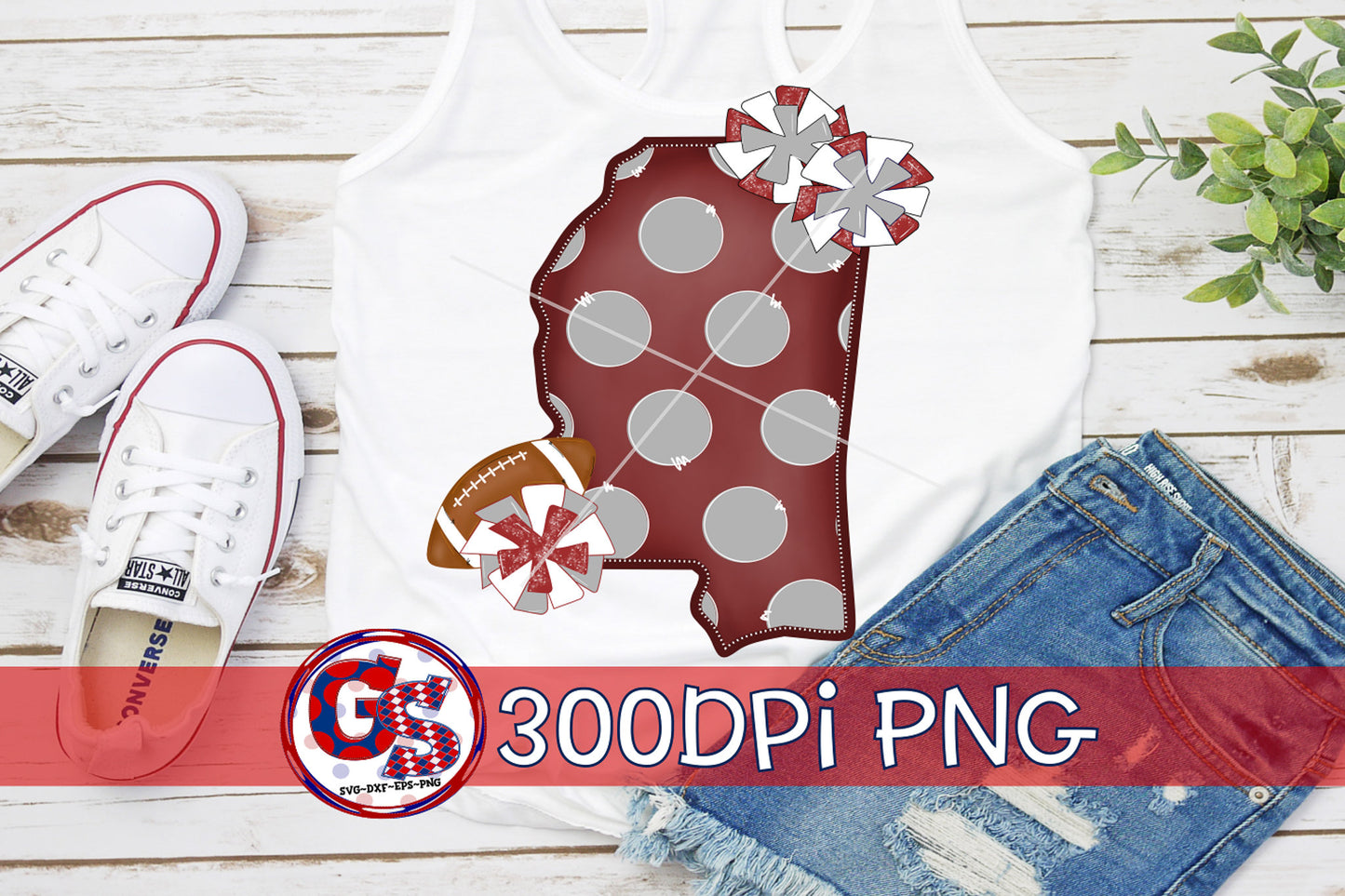 Mississippi Football Pom Pom Maroon and Grey PNG
