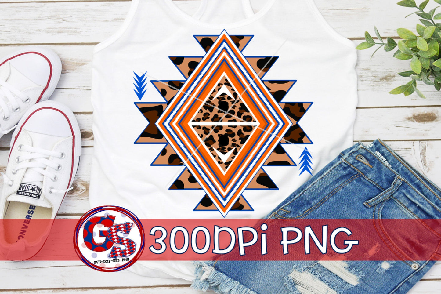 Aztec Orange and Blue PNG for Sublimation