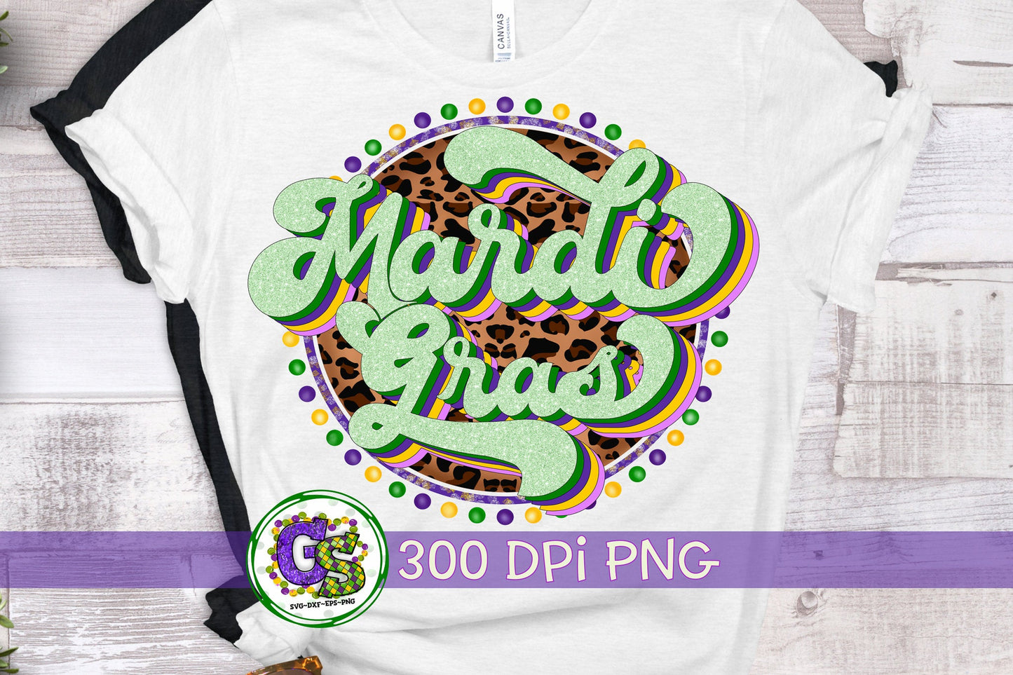 Mardi Gras Retro Leopard Print PNG Sublimation