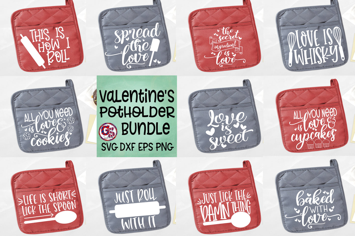 Valentine's Day Pot Holder SVG Bundle svg dxf eps png Valentine SVG | Potholder SVG Bundle |Valentine's Day SvG | Instant Download Cut Files
