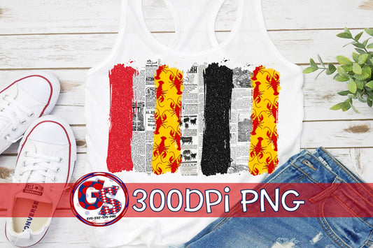 Crawfish & Newspaper Brush Strokes PNG Sublimation