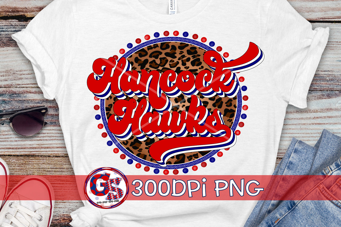 Hancock Hawks Retro Medallion PNG for Sublimation