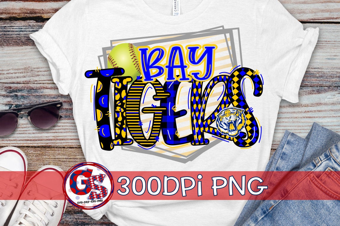 Bay Tigers Softball PNG for Sublimation