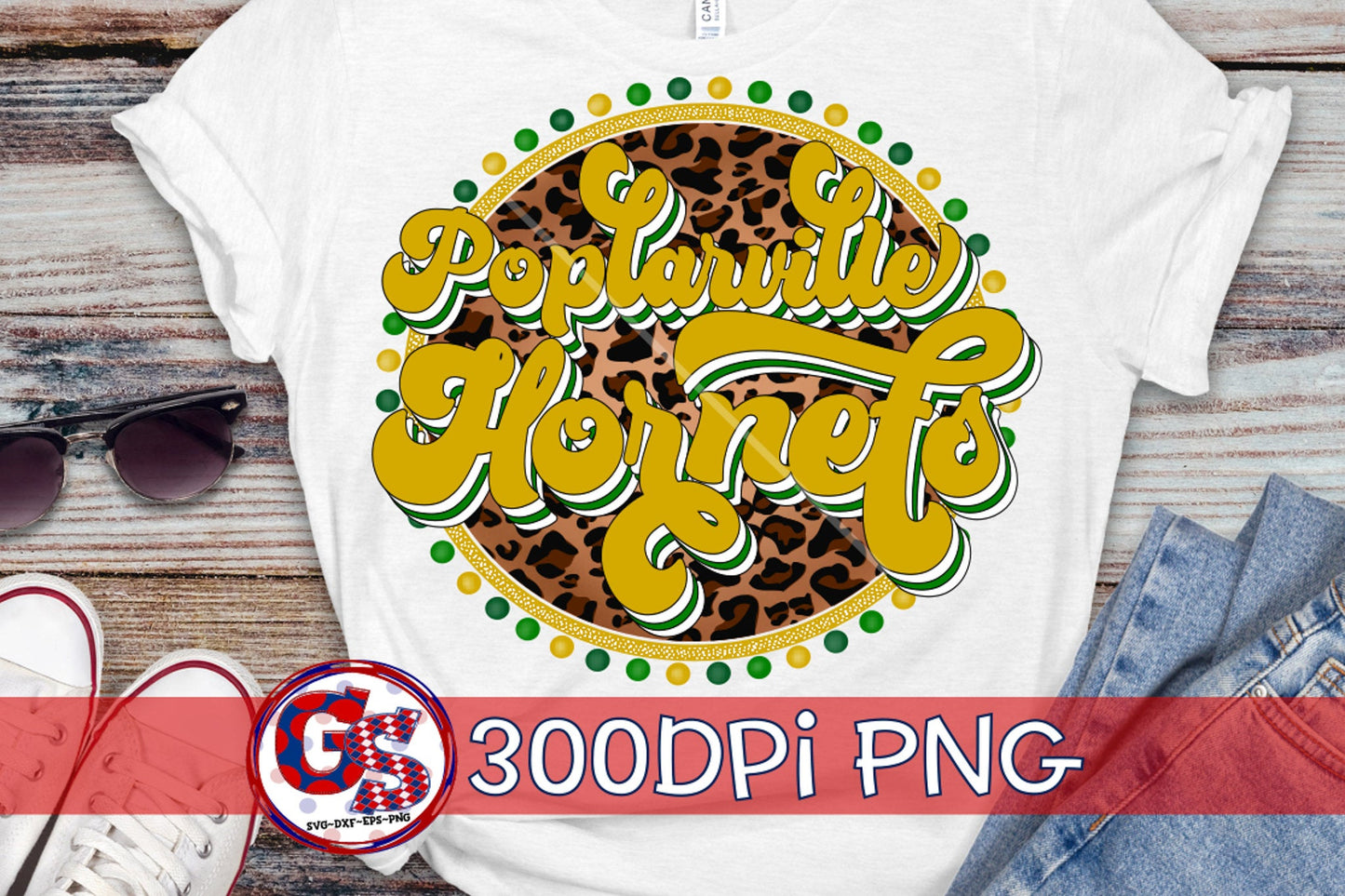 Poplarville Hornets Retro Medallion PNG Sublimation