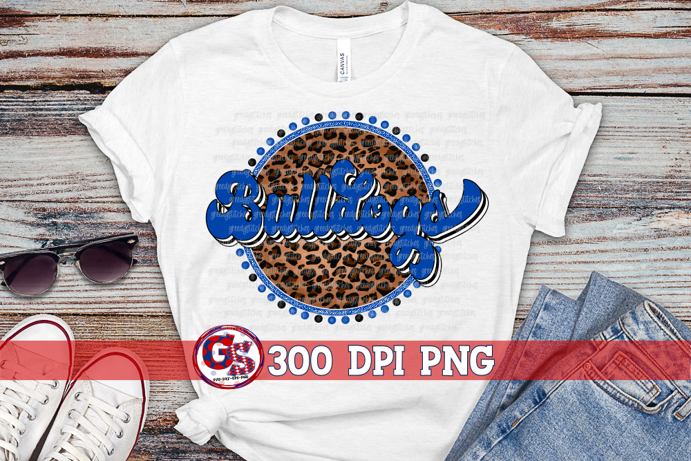 Retro Bulldogs Royal Black PNG for Sublimation