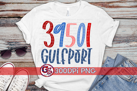39501 Gulfport Zip Code PNG for Sublimation