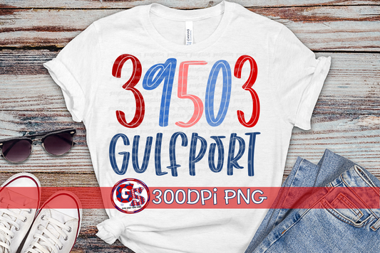 39503 Gulfport Zip Code PNG for Sublimation