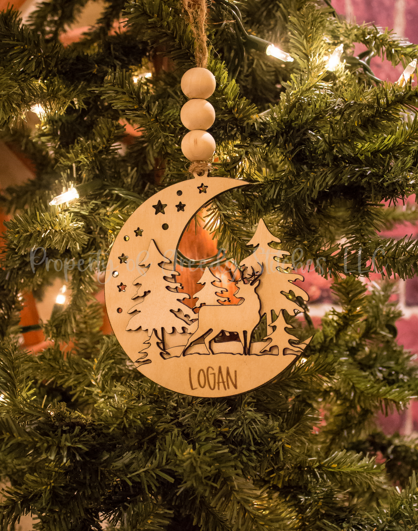 Forrest Deer Moon Personalized Ornament