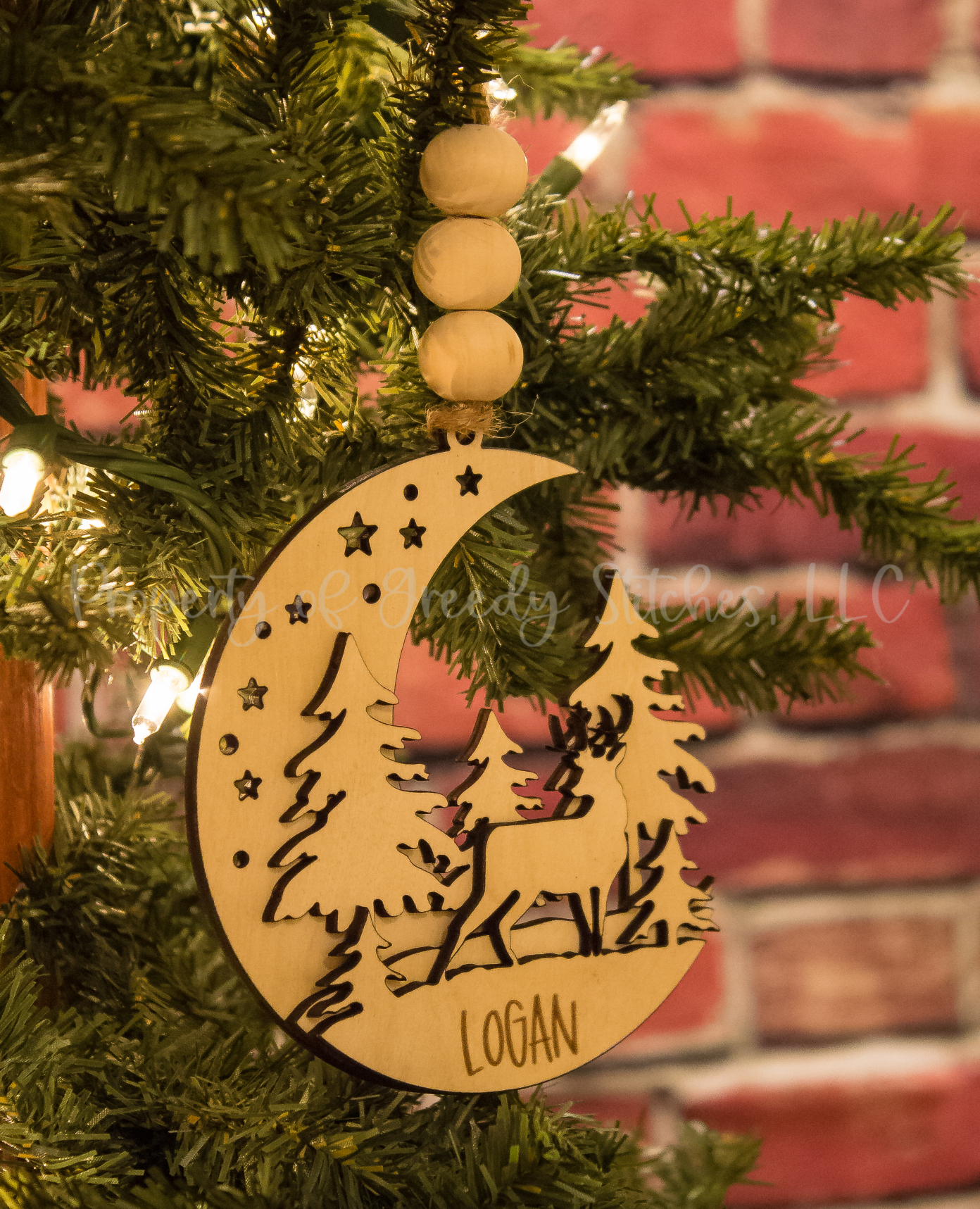 Forrest Deer Moon Personalized Ornament