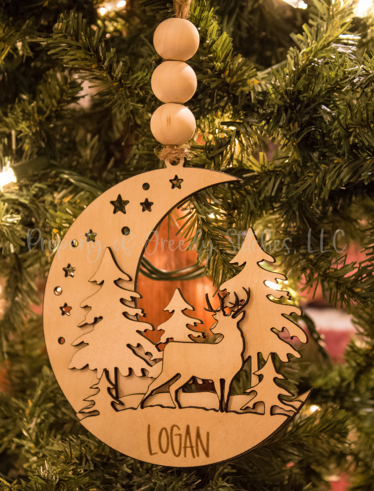 Forrest Deer Moon Personalized Ornament