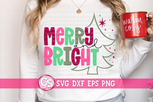 Merry and Bright SVG DXF EPS PNG