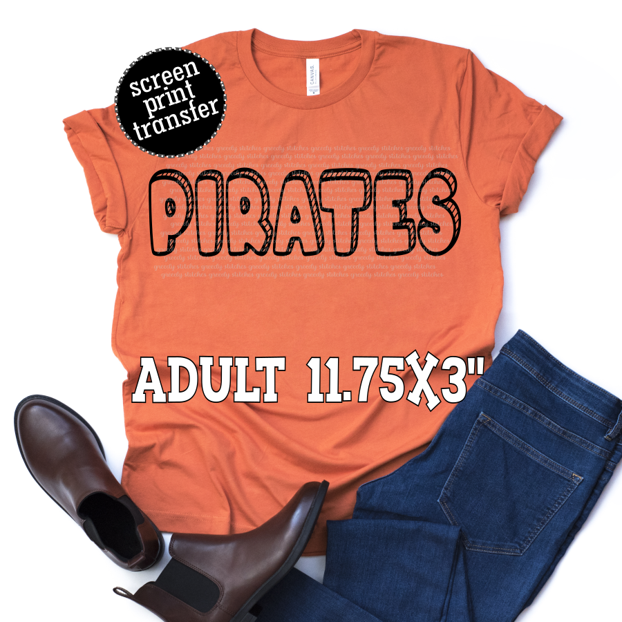 Pirates Bubble ADULT Screen Print Transfer