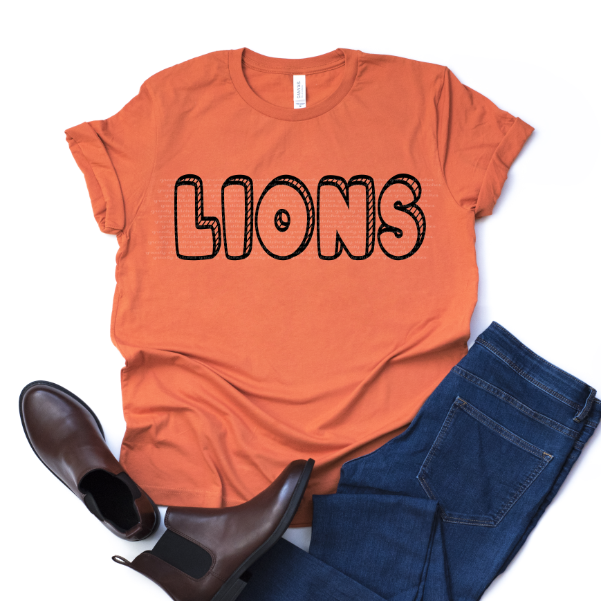 Lions Bubble ADULT Screen Print Transfer