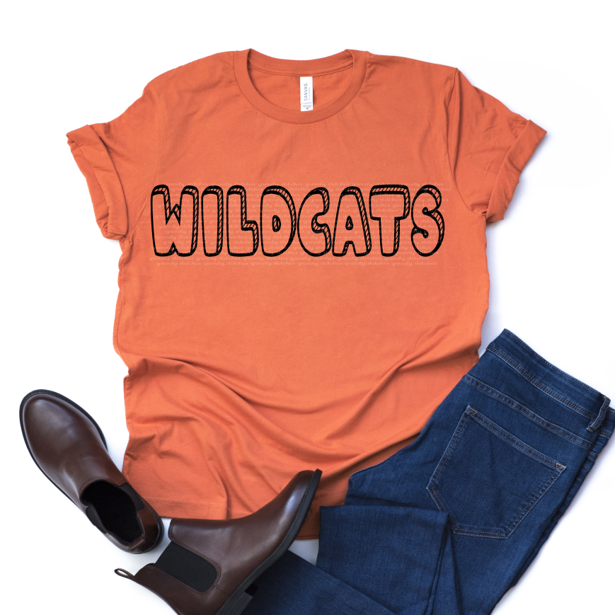Wildcats Bubble Adult Screen Print Transfer