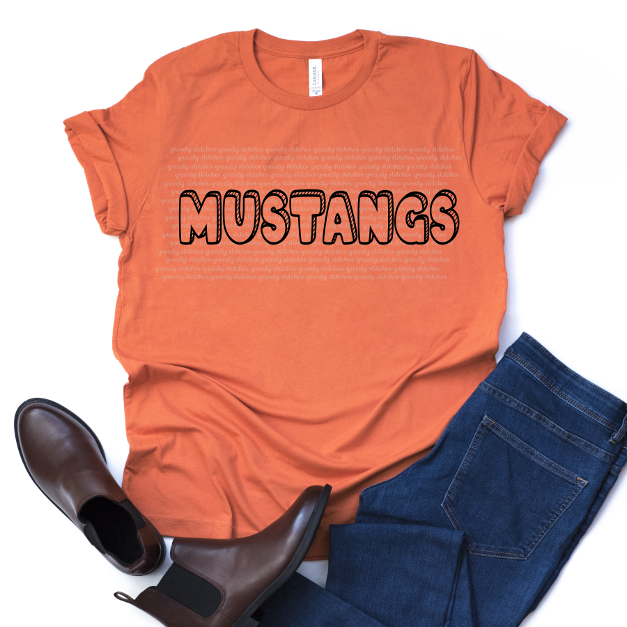Mustangs Bubble ADULT Screen Print Transfer