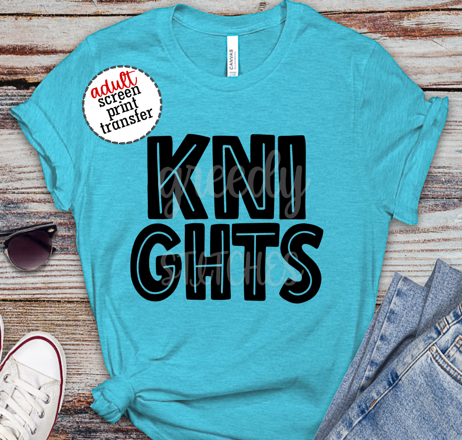 Knights Line ADULT Screen Print Transfer