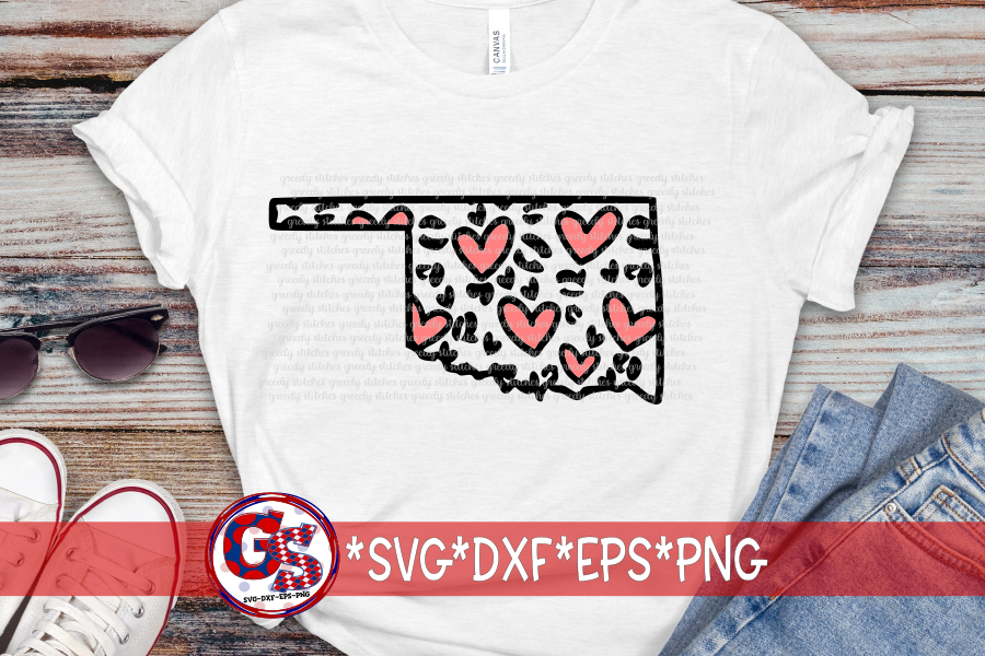 Heart Leopard Print Oklahoma SVG DXF EPS PNG