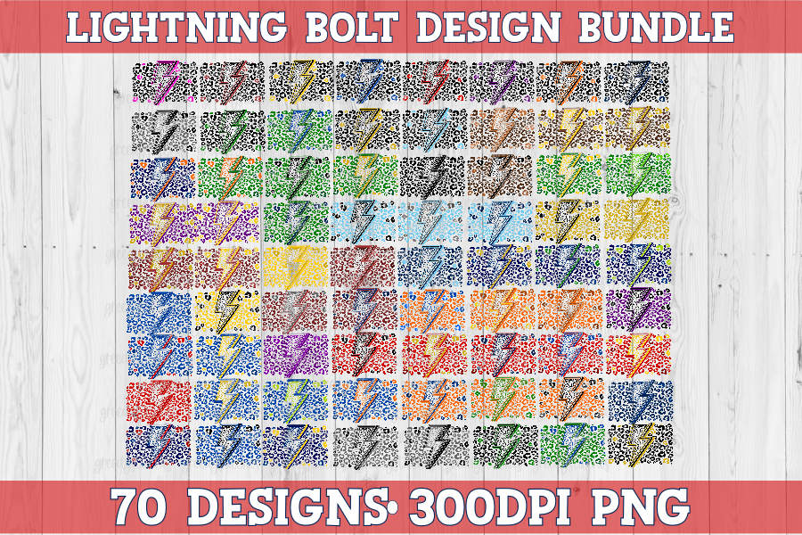 Lightning Bolt and Leopard PNG Bundle for Sublimation
