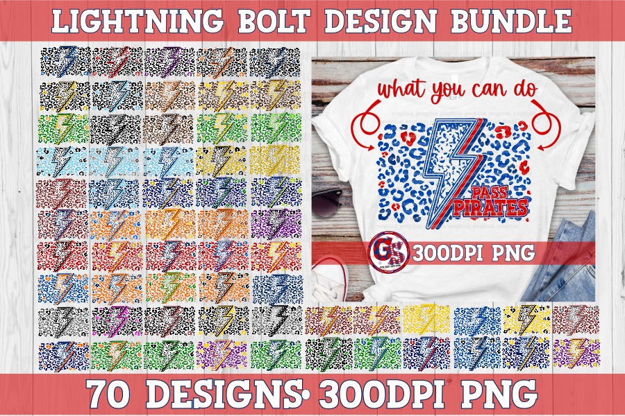 Lightning Bolt and Leopard PNG Bundle for Sublimation