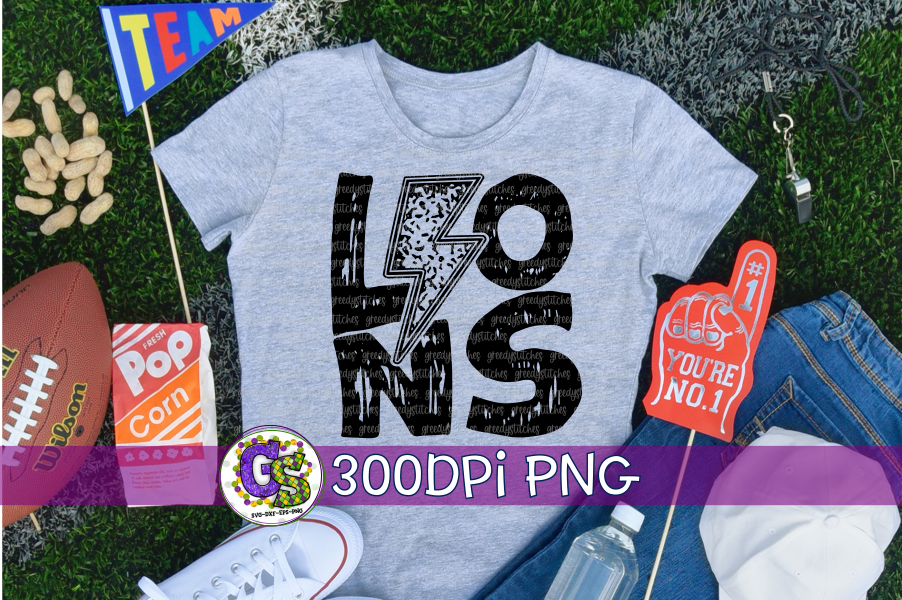 Lions Grunge Lightning Bolt PNG for Sublimation