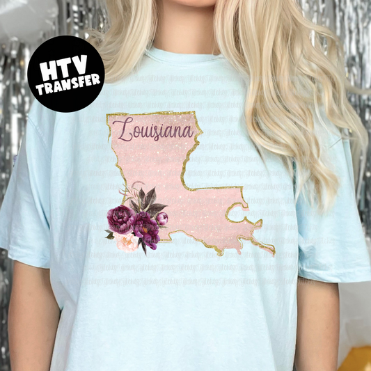 Floral Louisiana HTV Transfer