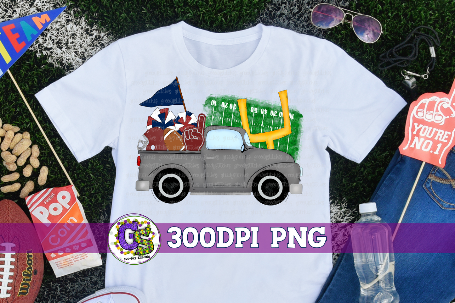 Football Truck Maroon Navy PNG for Sublimation
