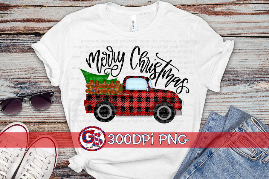 Merry Christmas Truck PNG for Sublimation