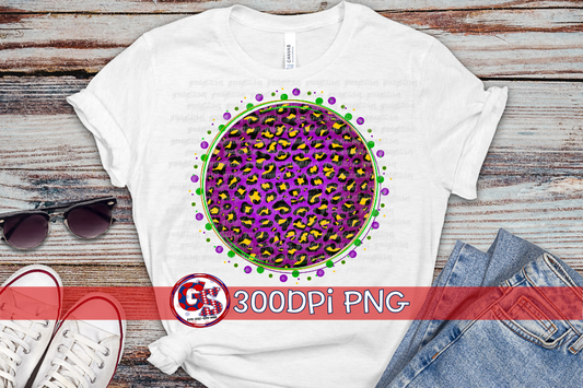 Purple & Yellow Mardi Gras Scatter Medallion PNG for Sublimation