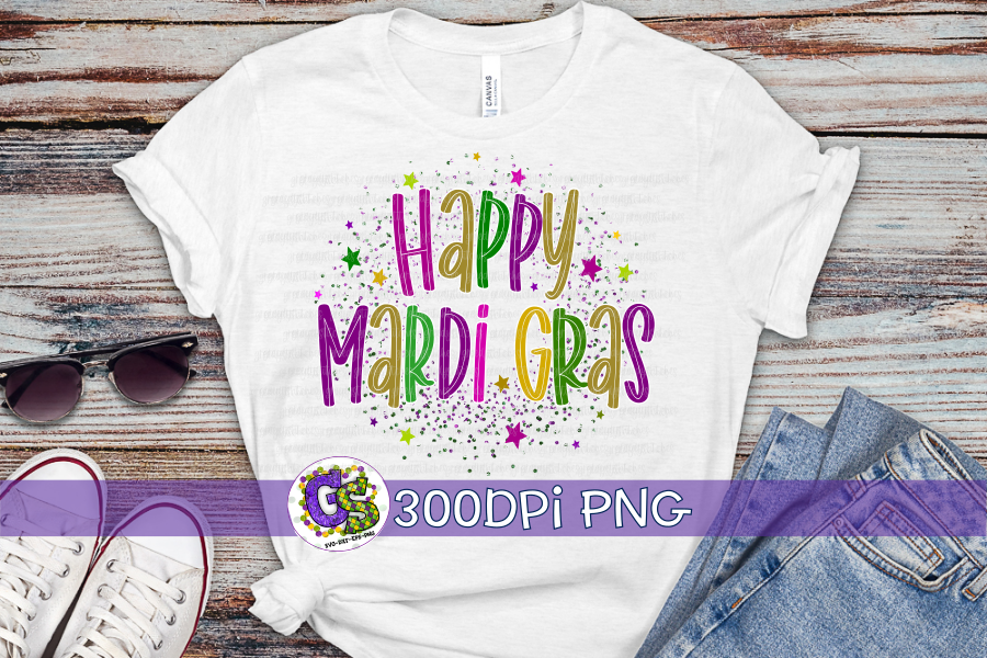 Happy Mardi Gras PNG for Sublimation