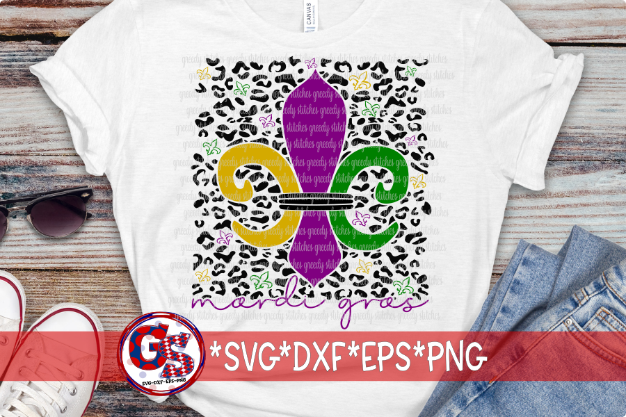 Mardi Gras Leopard Fleur De Lis SVG DXF EPS PNG