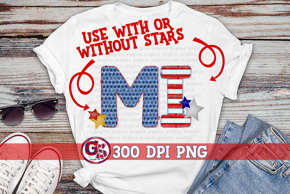 Patriotic Michigan MI PNG for Sublimation