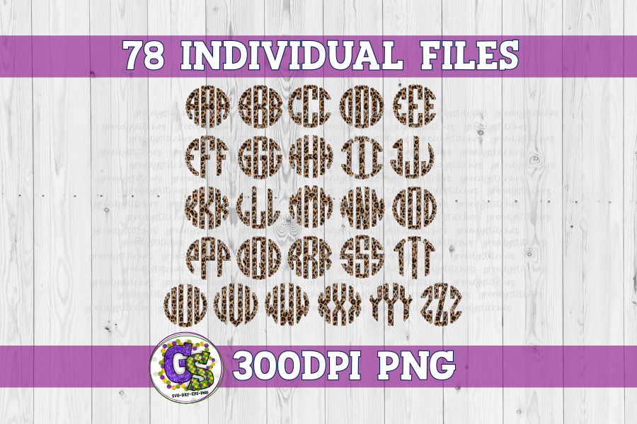 Leopard Scalloped Monogram Set PNG for Sublimation