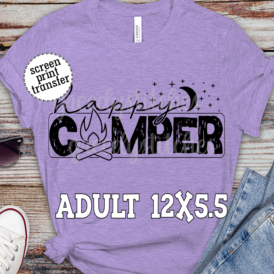 Happy Camper ADULT Screen Print Transfer