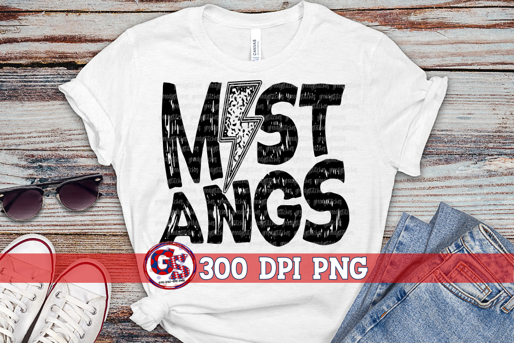Mustangs Grunge Lightning Bolt PNG for Sublimation
