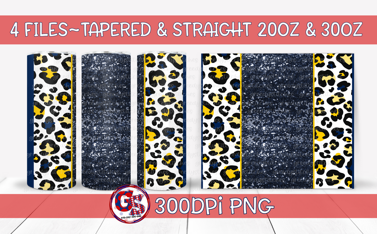 Navy Yellow Tumbler Wraps PNG for Sublimation