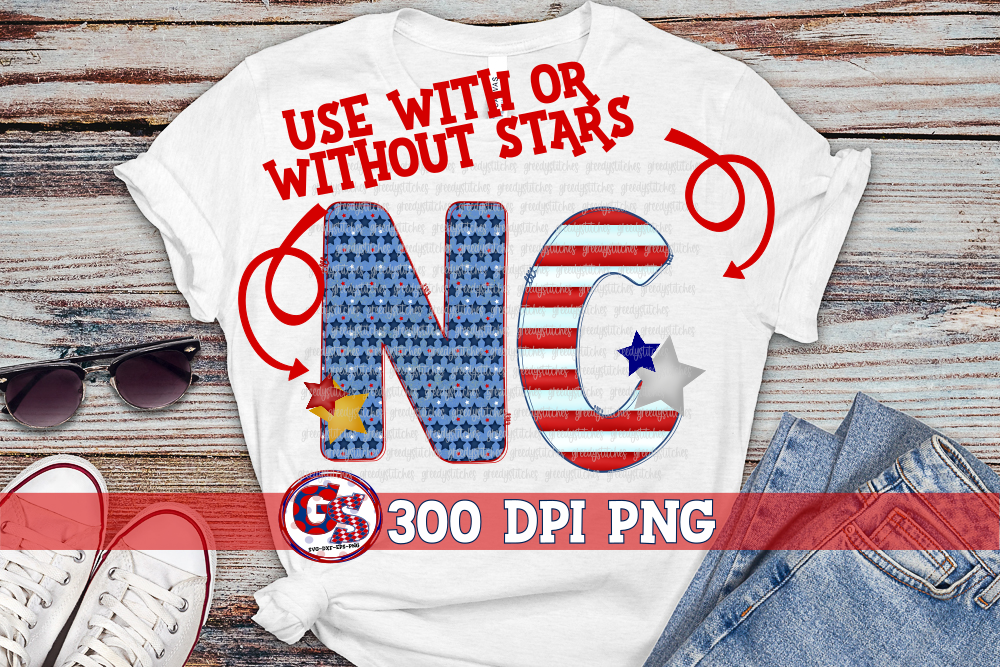 Patriotic North Carolina NC PNG for Sublimation