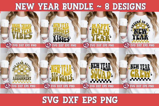 Retro New Year Bundle SVG DXF EPS PNG