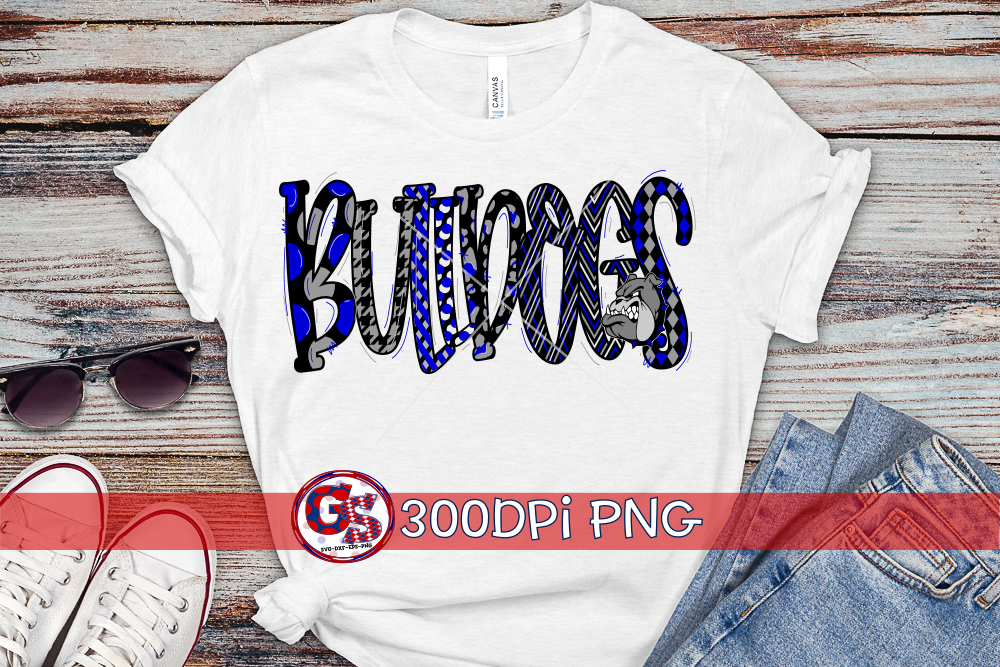 Bulldogs Royal Black PNG for Sublimation