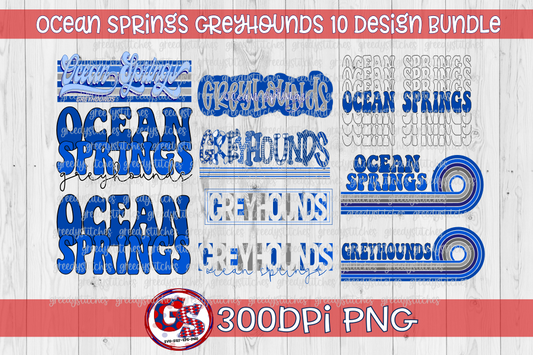 Ocean Springs Greyhounds PNG Bundle for Sublimation