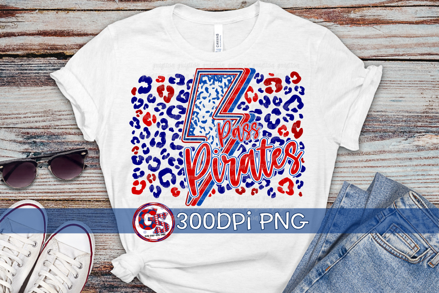 Pass Christian Pirates Lightning Bolt PNG for Sublimation